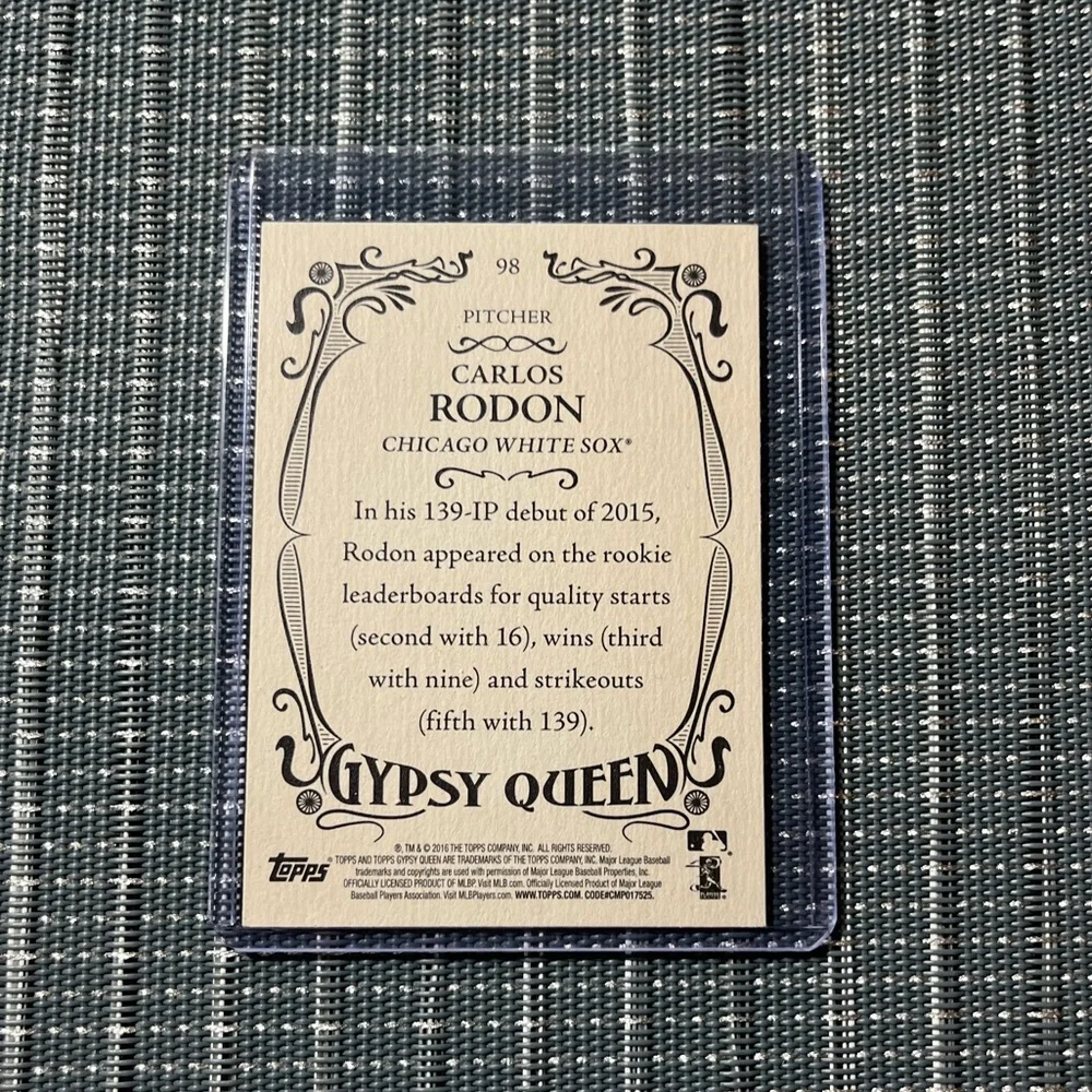 ⚾️ Carlos Rodin Topp’s 2021 Gypsy Queen Baseball Card #98, Chicago White Sox